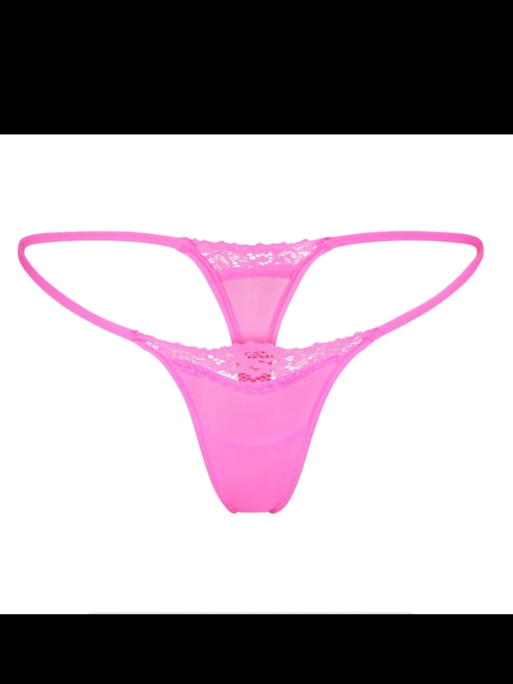 SKIMS Neon Pink Lace-Trim Thong